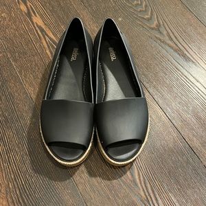 Melissa OpenToe Slip-On Wedge black shoes SZ 6